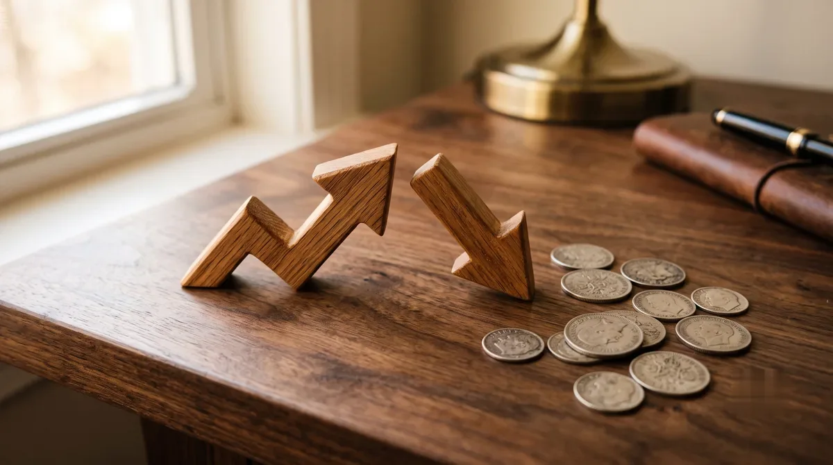 Ilustrasi perbandingan antara potensi keuntungan dan risiko dalam investasi saham
